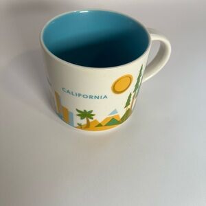 California Themed Ceramic Mug with Blue Interior